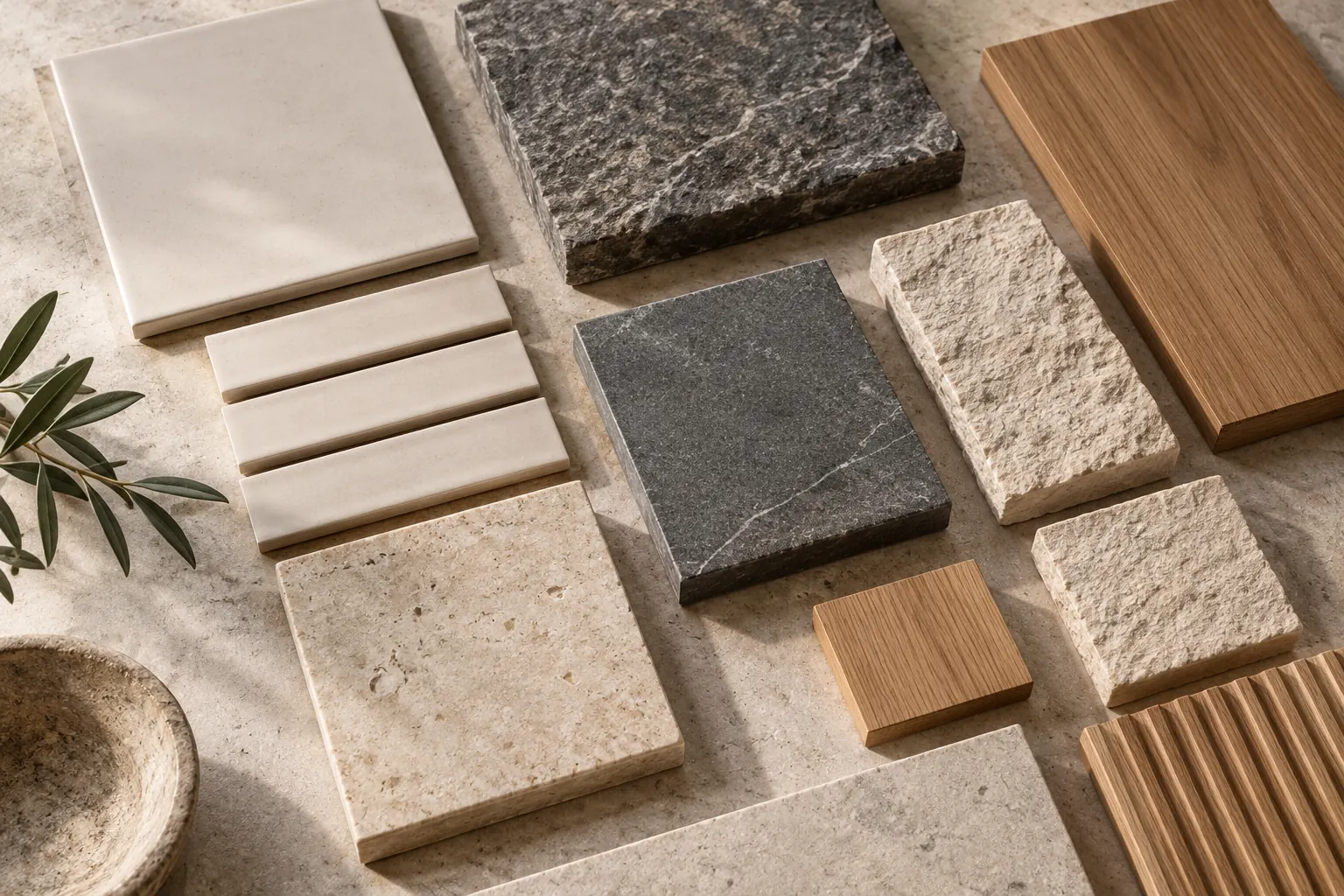 Material samples · Independently generated illustration